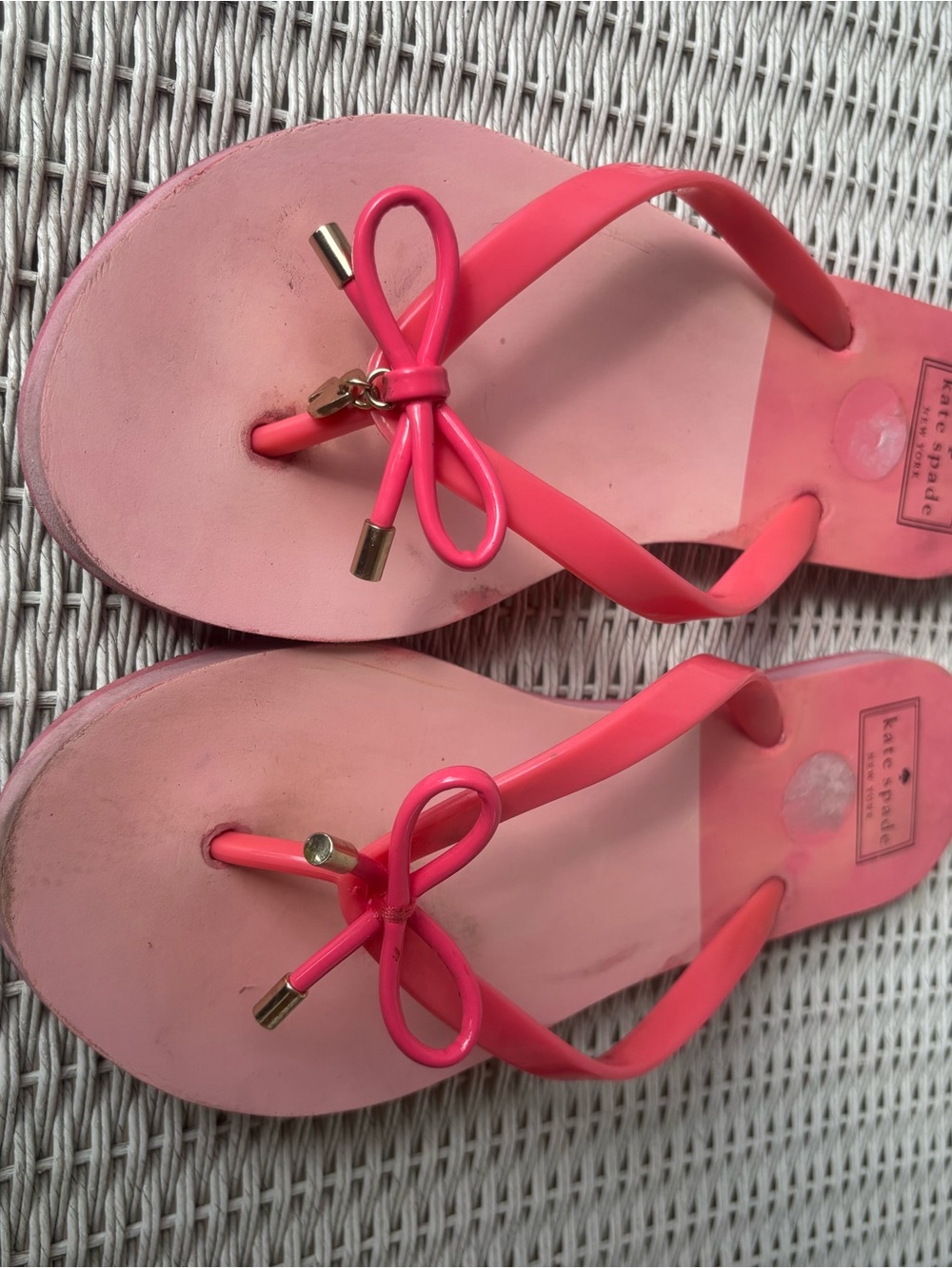 kate spade Coral Pink Bow Thong Sandals